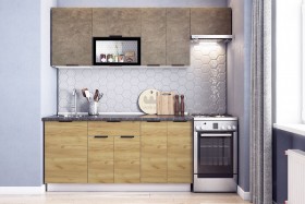 Кухонный гарнитур Стоун 2.2 (белый/камень темно-серый/акация светлая) в Козульке - kozulka.katalogmebeli.com | фото