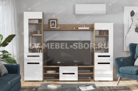 Мебель для гостиной МГС 6 (Исполнение 1/Дуб золотой/Белый глянец) в Козульке - kozulka.katalogmebeli.com | фото