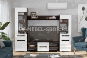 Мебель для гостиной МГС 6 (Исполнение 1/Венге/Белый глянец) в Козульке - kozulka.katalogmebeli.com | фото
